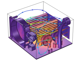 Erzwungene Konvektionskühlung eines Gehäuses mit Lüfter und Gitter