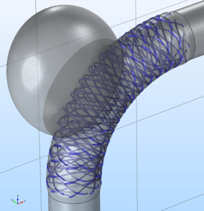 A Non-Newtonian Model for Blood Flow behind a Flow Diverting Stent